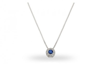 Collana Zoccai in oro bianco 18 ct. con 0.24 ct. di zaffiro blu e 0.07 ct. di diamante