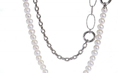 Collane componibili Nimei collezione "Moda" - Colore perle: bianco. Catene in oro bianco. Disponibili con perle diametro: da 5 a 10mm. Catene in argento. Varie lunghezze disponibili.