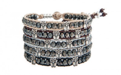 Bracciali J-Jo collezione "Gufo" - In argento, pelle ecologica water- resistant e vetro