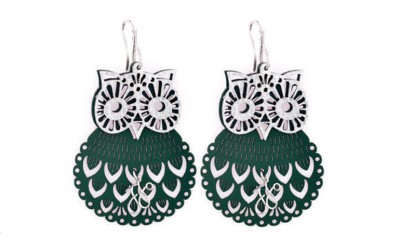 Orecchini J-Jo collezione "Gufetti" - In argento e pelle ecologica.