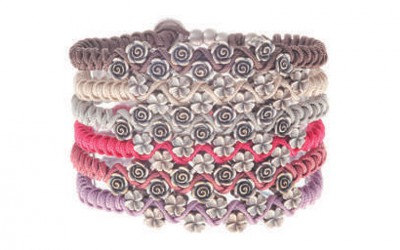 Bracciali J-Jo collezione "Garden Double" - In argento, bronzo e cordino da vela.