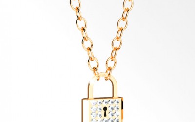 Collana Rebecca collezione "Love Lock" - In bronzo dorato e cristalli Swarovski.