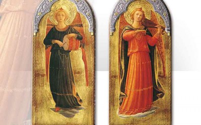 Pannelli Valori Group argenteria collezione "Angeli" - Lastra d'argento 925/°°° e legno invecchiato decorato con foglia d'oro antichizzata.